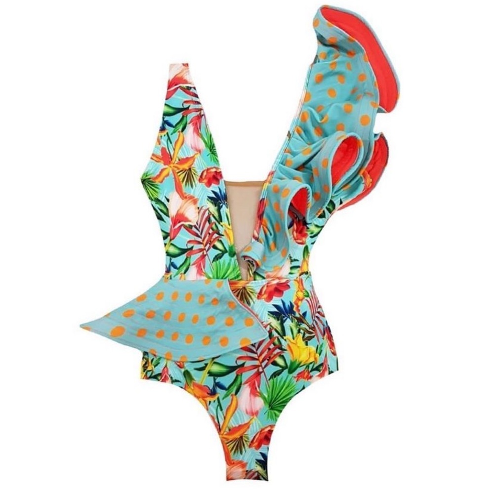 Multi print one piece swimsuit